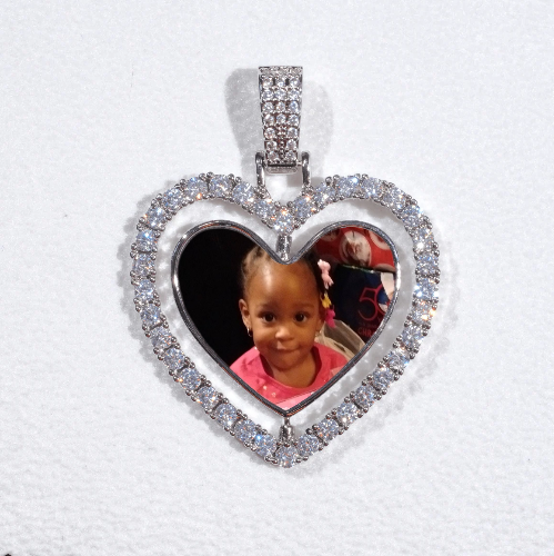 3D Spinning 2-Faced Heart Custom Picture Pendant