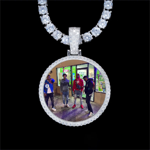 925S & VVS Moissanite 3D Circle Custom Picture Pendant