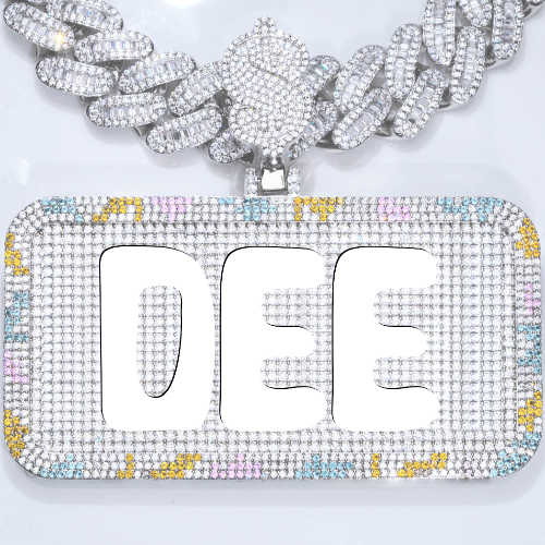 CUSTOM LETTER NECKLACE 3D COLORFUL SQUARE