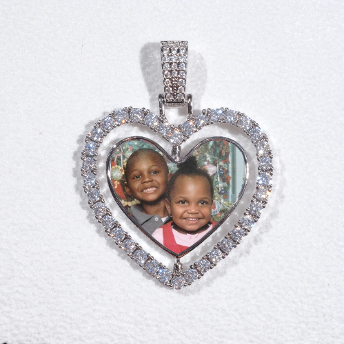 3D Spinning 2-Faced Heart Custom Picture Pendant