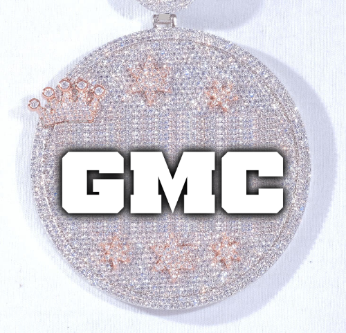 CUSTOM LETTER NECKLACE 3D BIG CROWN DISC