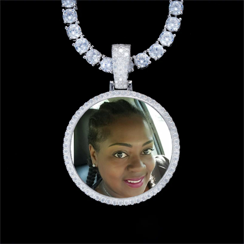 925S & VVS Moissanite 3D Circle Custom Picture Pendant
