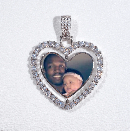 3D Spinning 2-Faced Heart Custom Picture Pendant