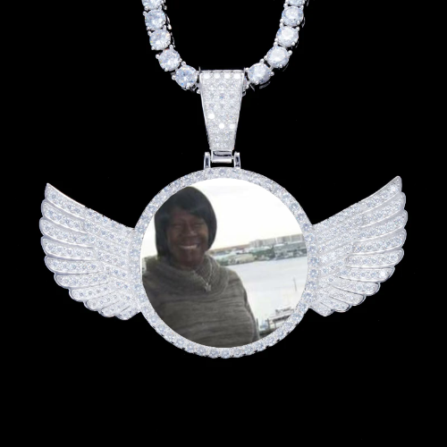 925S & VVS Moissanite 3D Wing Custom Picture Pendant