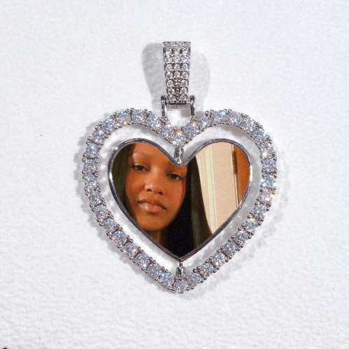 3D Spinning 2-Faced Heart Custom Picture Pendant