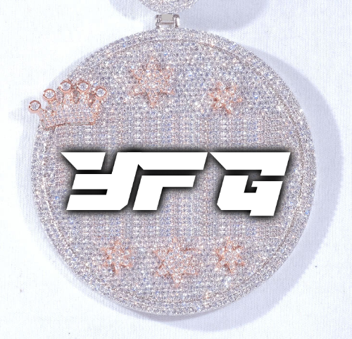 CUSTOM LETTER NECKLACE 3D BIG CROWN DISC