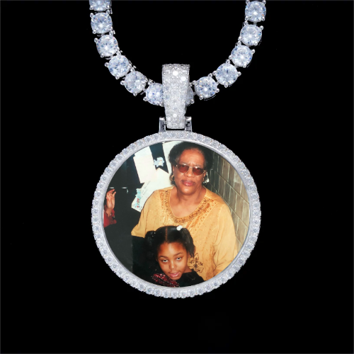 925S & VVS Moissanite 3D Circle Custom Picture Pendant