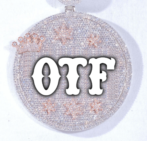 CUSTOM LETTER NECKLACE 3D BIG CROWN DISC