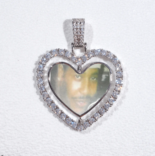 3D Spinning 2-Faced Heart Custom Picture Pendant
