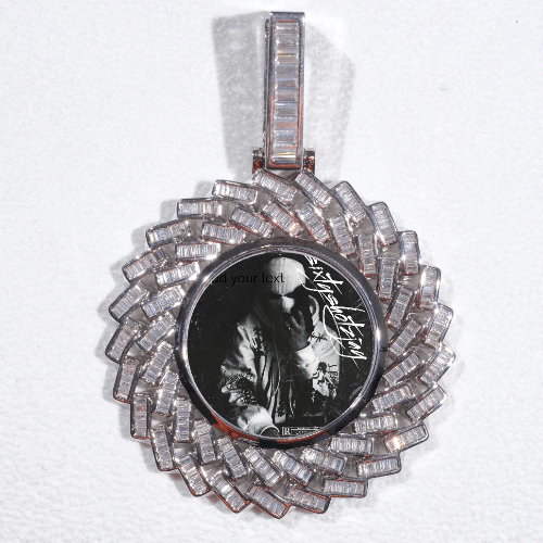 Large 3D Baguette Custom Picture Pendant
