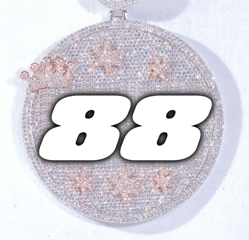 CUSTOM LETTER NECKLACE 3D BIG CROWN DISC