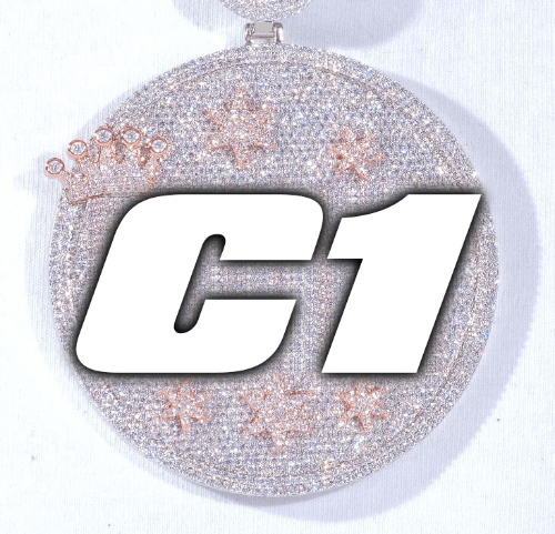 CUSTOM LETTER NECKLACE 3D BIG CROWN DISC