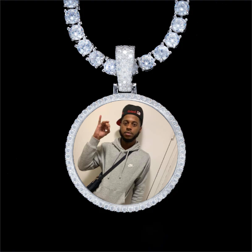 925S & VVS Moissanite 3D Circle Custom Picture Pendant