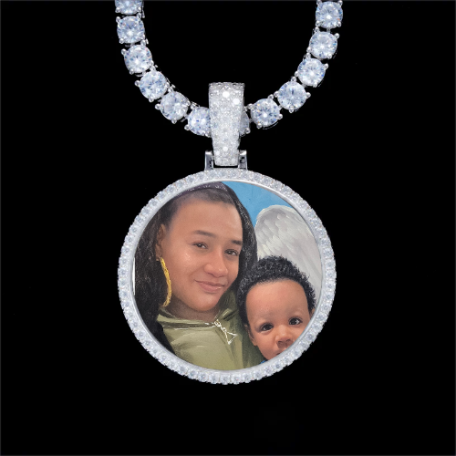 925S & VVS Moissanite 3D Circle Custom Picture Pendant