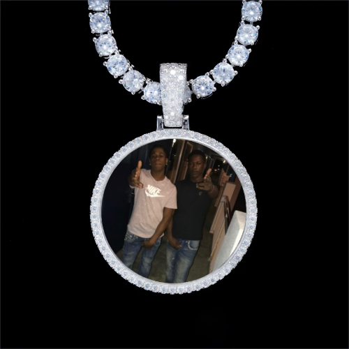 925S & VVS Moissanite 3D Circle Custom Picture Pendant