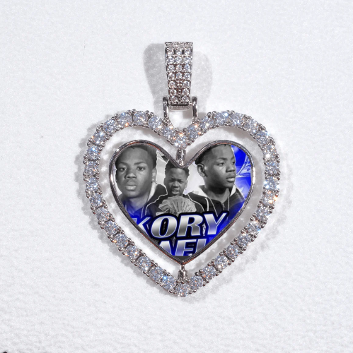 3D Spinning 2-Faced Heart Custom Picture Pendant