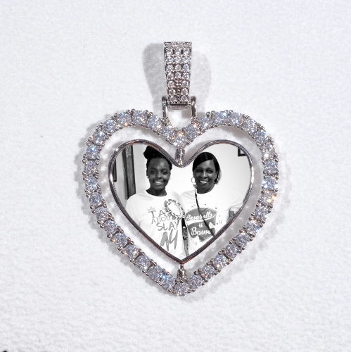 3D Spinning 2-Faced Heart Custom Picture Pendant