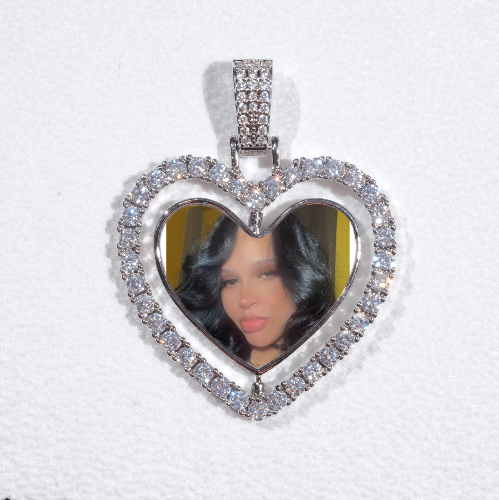 3D Spinning 2-Faced Heart Custom Picture Pendant