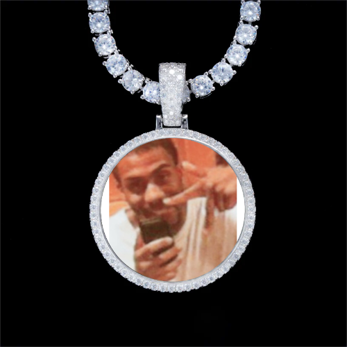 925S & VVS Moissanite 3D Circle Custom Picture Pendant