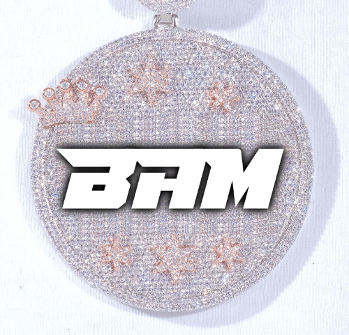 CUSTOM LETTER NECKLACE 3D BIG CROWN DISC