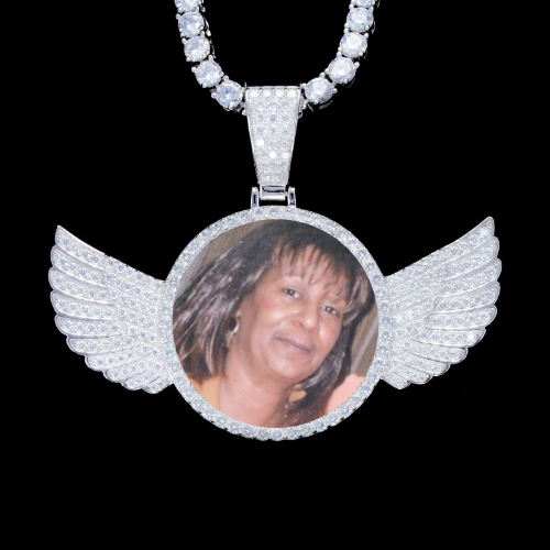 925S & VVS Moissanite 3D Wing Custom Picture Pendant