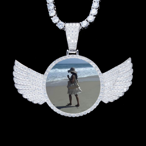 925S & VVS Moissanite 3D Wing Custom Picture Pendant