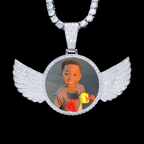 925S & VVS Moissanite 3D Wing Custom Picture Pendant