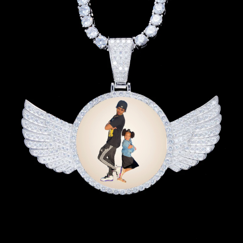 925S & VVS Moissanite 3D Wing Custom Picture Pendant
