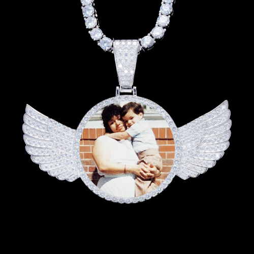 925S & VVS Moissanite 3D Wing Custom Picture Pendant