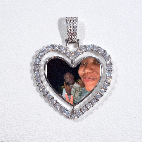 3D Spinning 2-Faced Heart Custom Picture Pendant