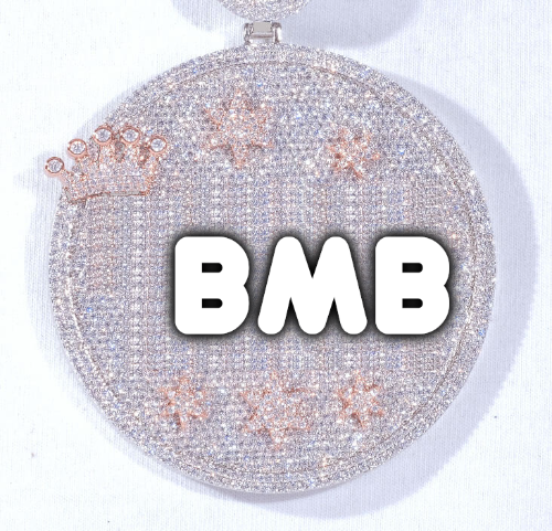 CUSTOM LETTER NECKLACE 3D BIG CROWN DISC