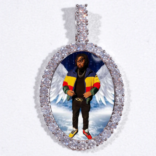 Large 3D Oval Custom Picture Pendant