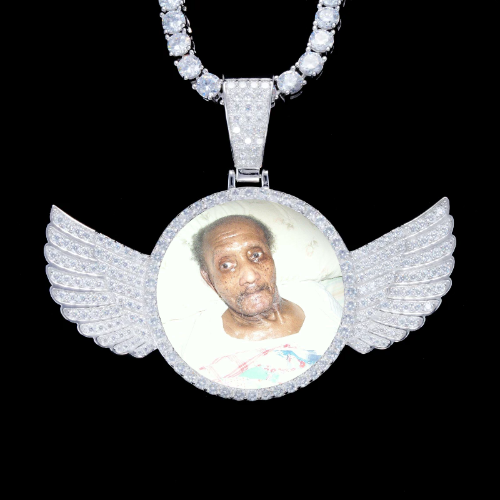 925S & VVS Moissanite 3D Wing Custom Picture Pendant