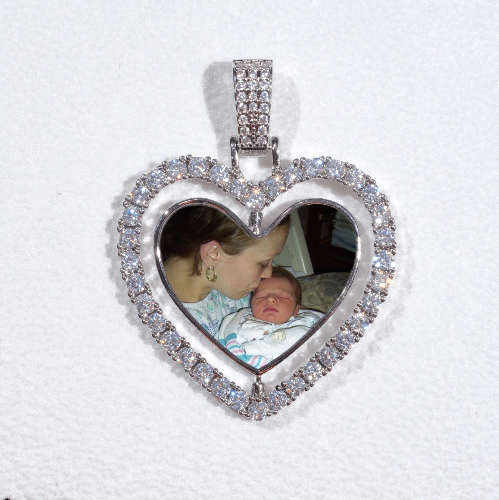 3D Spinning 2-Faced Heart Custom Picture Pendant