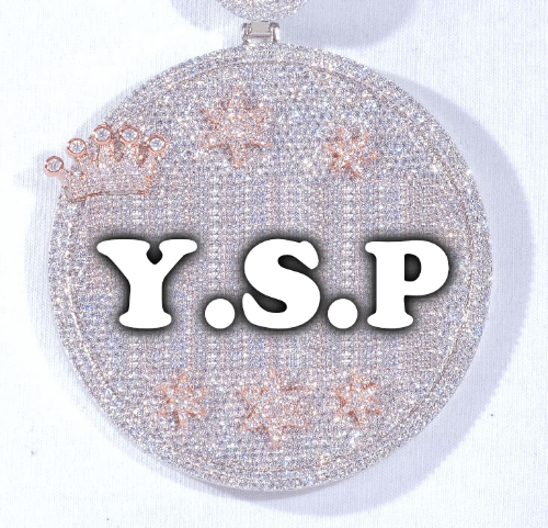 CUSTOM LETTER NECKLACE 3D BIG CROWN DISC