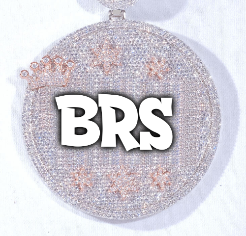 CUSTOM LETTER NECKLACE 3D BIG CROWN DISC