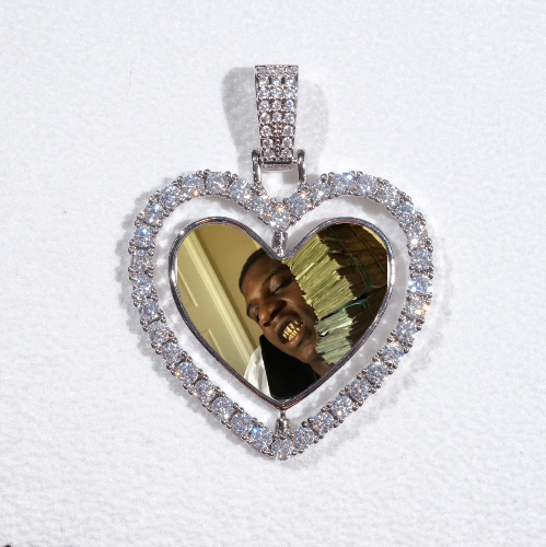3D Spinning 2-Faced Heart Custom Picture Pendant