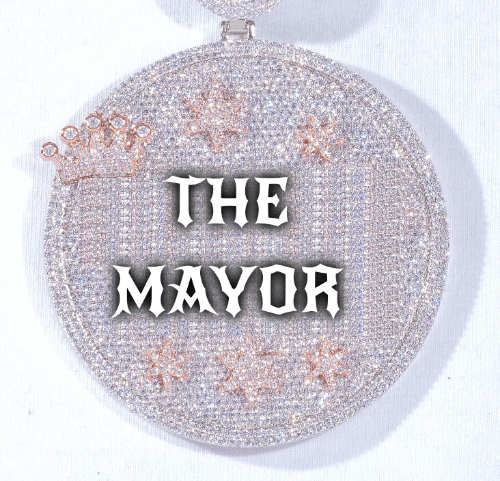 CUSTOM LETTER NECKLACE 3D BIG CROWN DISC