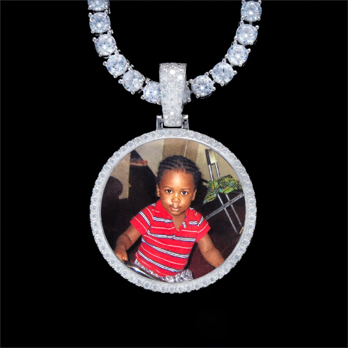 925S & VVS Moissanite 3D Circle Custom Picture Pendant