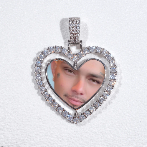 3D Spinning 2-Faced Heart Custom Picture Pendant