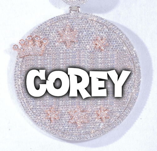 CUSTOM LETTER NECKLACE 3D BIG CROWN DISC