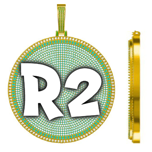 CUSTOM LETTER NECKLACE 3D BIG DISC