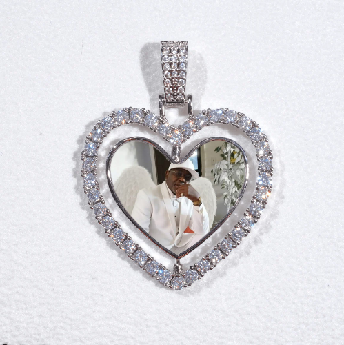 3D Spinning 2-Faced Heart Custom Picture Pendant