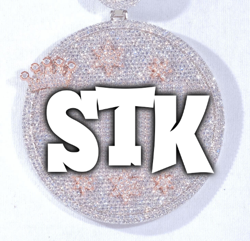 CUSTOM LETTER NECKLACE 3D BIG CROWN DISC