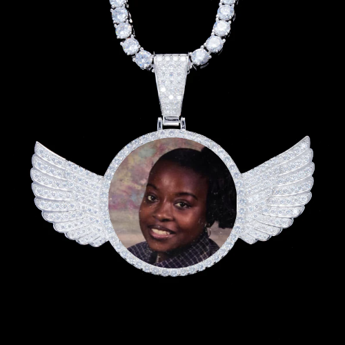 925S & VVS Moissanite 3D Wing Custom Picture Pendant