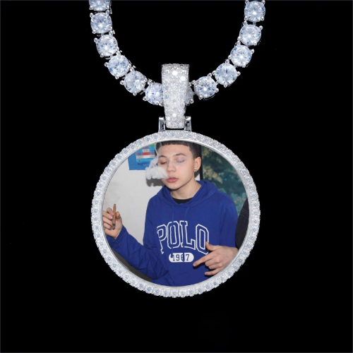 925S & VVS Moissanite 3D Circle Custom Picture Pendant