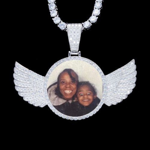 925S & VVS Moissanite 3D Wing Custom Picture Pendant