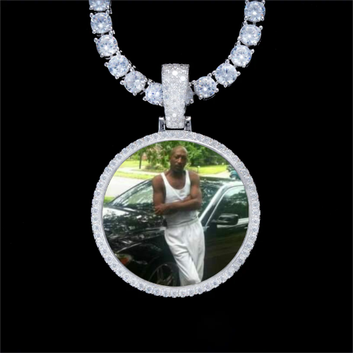 925S & VVS Moissanite 3D Circle Custom Picture Pendant
