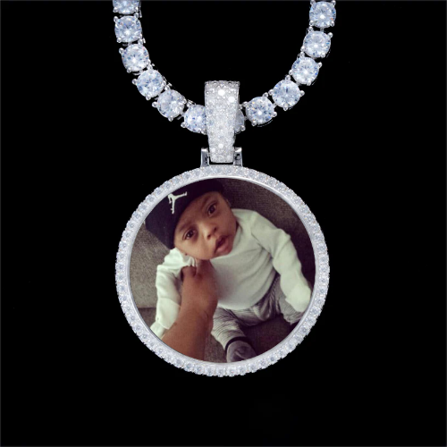 925S & VVS Moissanite 3D Circle Custom Picture Pendant