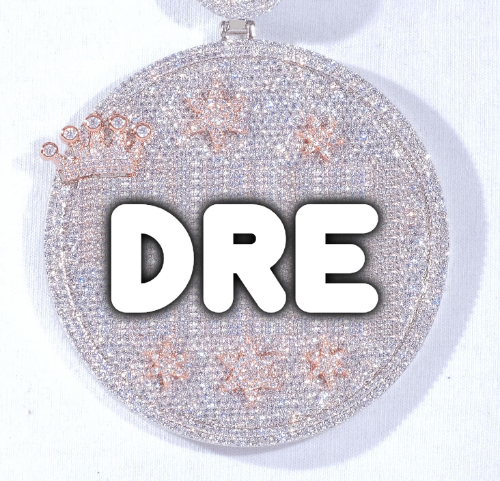 CUSTOM LETTER NECKLACE 3D BIG CROWN DISC